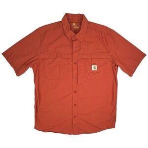 Carhartt Force Shirt Mens L Relaxed Fit Ripstop Vented Burnt Orange Rust Wicking